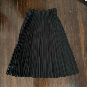 J. Crew Black Pleated Midi Skirt
